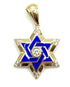 14K Gold & Diamond With Blue Enamel Star of David Necklace